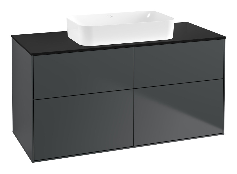 Тумба под раковину Villeroy & Boch Finion 120х50,1 см МДФ темно-синий матовый лак/стекло черное матовое F67200HG