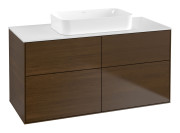 Тумба под раковину Villeroy & Boch Finion 120х50,1 см с подсветкой МДФ шпон грецкого ореха/стекло белое матовое G67100GN