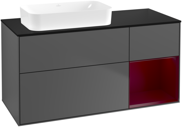 Тумба под раковину Villeroy & Boch Finion 120х50,1 см с подсветкой МДФ антрацит матовый лак/стекло черное матовое G692HBGK