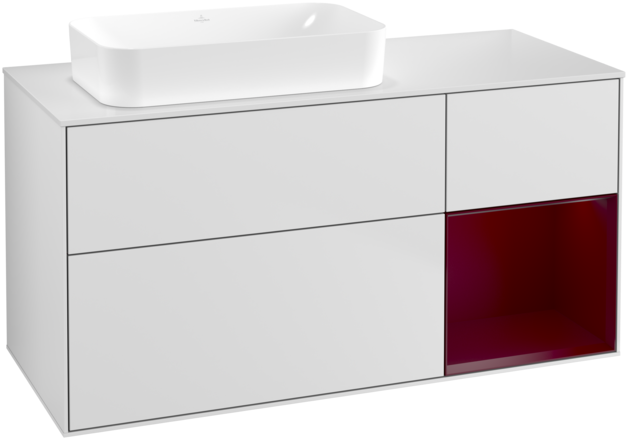 Тумба под раковину Villeroy & Boch Finion 120х50,1 см с подсветкой МДФ белый матовый лак/стекло белое матовое G691HBMT