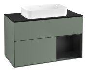 Тумба під раковину Villeroy & Boch Finion 100х50,1 см із підсвічуванням МДФ оливковий матовий лак/скло чорне матове G662PDGM