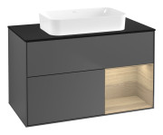 Тумба под раковину Villeroy & Boch Finion 100х50,1 см с подсветкой МДФ антрацит матовый лак/стекло черное матовое G662PCGK