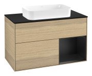 Тумба під раковину Villeroy & Boch Finion 100х50,1 см із підсвічуванням МДФ шпон дуба/скло чорне матове G662PDPC