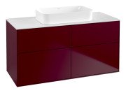 Тумба под раковину Villeroy & Boch Finion 120х50,1 см МДФ пион матовый лак/стекло белое матовое F67100HB