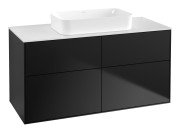 Тумба під раковину Villeroy & Boch Finion 120х50,1 см МДФ чорний матовий лак/скло біле матове F67100PD