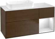 Тумба под раковину Villeroy & Boch Finion 120х50,1 см с подсветкой МДФ шпон грецкого ореха/стекло белое матовое G691MTGN