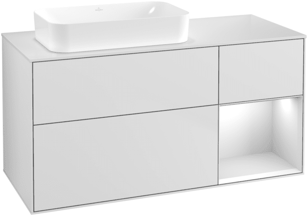 Тумба под раковину Villeroy & Boch Finion 120х50,1 см с подсветкой МДФ белый матовый лак/стекло белое матовое G691MTMT