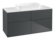 Тумба под раковину Villeroy & Boch Finion 120х50,1 см МДФ темно-синий матовый лак/стекло белое матовое F67100HG