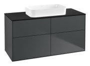 Тумба під раковину Villeroy & Boch Finion 120х50,1 см МДФ темно-синій матовий лак/скло чорне матове F67200HG
