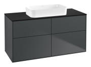 Тумба під раковину Villeroy & Boch Finion 120х50,1 см МДФ темно-синій матовий лак/скло чорне матове F67200HG