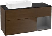 Тумба под раковину Villeroy & Boch Finion 120х50,1 см с подсветкой МДФ шпон грецкого ореха/стекло черное матовое G692GKGN