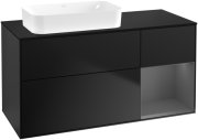Тумба під раковину Villeroy & Boch Finion 120х50,1 см з підсвічуванням МДФ чорний матовий лак/скло чорне матове G692GKPD