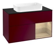 Тумба под раковину Villeroy & Boch Finion 100х50,1 см с подсветкой МДФ пион матовый лак/стекло черное матовое G662PCHB