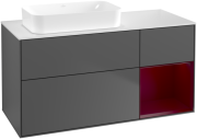 Тумба під раковину Villeroy & Boch Finion 120х50,1 см з підсвічуванням антрацит матовий лак/скло біле матове G691HBGK
