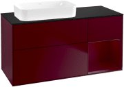 Тумба под раковину Villeroy & Boch Finion 120х50,1 см с подсветкой МДФ пион матовый лак/стекло черное матовое G692HBHB