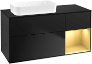 Тумба под раковину Villeroy & Boch Finion 120х50,1 см с подсветкой МДФ черный матовый лак/стекло черное матовое G692HFPD