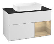 Тумба под раковину Villeroy & Boch Finion 100х50,1 см с подсветкой МДФ белый матовый лак/стекло черное матовое G662PCMT