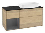 Тумба под раковину Villeroy & Boch Finion 120х50,1 см с подсветкой МДФ шпон дуба/стекло черное матовое G682GKPC