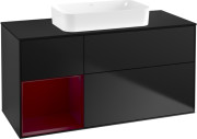 Тумба под раковину Villeroy & Boch Finion 120х50,1 см с подсветкой МДФ черный матовый лак/стекло черное матовое F702HBPD