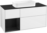 Тумба під раковину Villeroy & Boch Finion 120х50,1 см з підсвіткою МДФ білий глянцевий лак/скло чорне матове F702PDGF