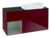 Тумба под раковину Villeroy & Boch Finion 120х50,1 см с подсветкой МДФ пион матовый лак/стекло черное матовое G682GMHB