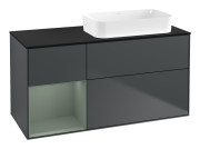 Тумба под раковину Villeroy & Boch Finion 120х50,1 см с подсветкой МДФ темно-синий матовый лак/стекло черное матовое G682GMHG