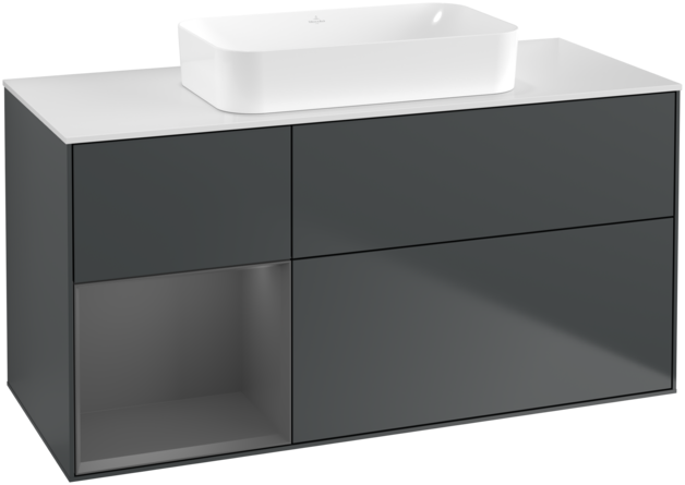 Тумба под раковину Villeroy & Boch Finion 120х50,1 см с подсветкой МДФ темно-синий матовый лак/стекло белое матовое F701GKHG