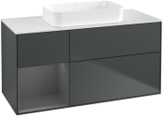 Тумба под раковину Villeroy & Boch Finion 120х50,1 см с подсветкой МДФ темно-синий матовый лак/стекло белое матовое F701GKHG