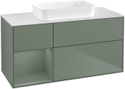 Тумба под раковину Villeroy & Boch Finion 120х50,1 см с подсветкой МДФ оливковый матовый лак/стекло белое матовое F701GMGM