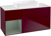 Тумба под раковину Villeroy & Boch Finion 120х50,1 см с подсветкой МДФ пион матовый лак/стекло белое матовое F701GMHB