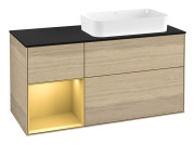 Тумба под раковину Villeroy & Boch Finion 120х50,1 см с подсветкой МДФ шпон дуба/стекло черное матовое G682HFPC