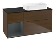 Тумба под раковину Villeroy & Boch Finion 120х50,1 см с подсветкой МДФ шпон грецкого ореха/стекло черное матовое G682HGGN