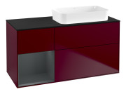 Тумба під раковину Villeroy & Boch Finion 120х50,1 см із підсвічуванням МДФ півонія матовий лак/скло чорне матове G682HGHB