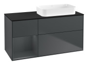 Тумба под раковину Villeroy & Boch Finion 120х50,1 см с подсветкой МДФ темно-синий матовый лак/стекло черное матовое G682HGHG