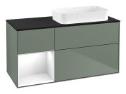 Тумба під раковину Villeroy & Boch Finion 120х50,1 см із підсвічуванням МДФ оливковий матовий лак/скло чорне матове G682GFGM