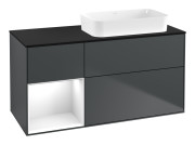 Тумба под раковину Villeroy & Boch Finion 120х50,1 см с подсветкой МДФ темно-синий матовый лак/стекло черное матовое G682GFHG