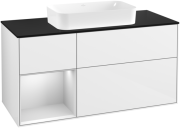 Тумба под раковину Villeroy & Boch Finion 120х50,1 см с подсветкой МДФ глянцевый белый лак/стекло черное матовое F702MTGF