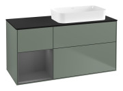 Тумба під раковину Villeroy & Boch Finion 120х50,1 см із підсвічуванням МДФ оливковий матовий лак/скло чорне матове G682GKGM