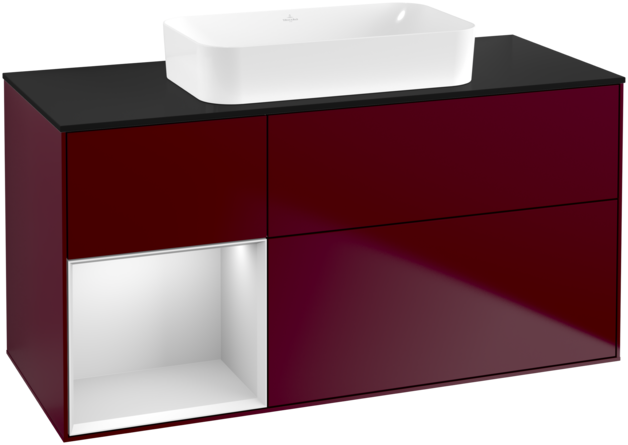 Тумба под раковину Villeroy & Boch Finion 120х50,1 см с подсветкой МДФ пион матовый лак/стекло черное матовое F702MTHB