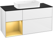 Тумба под раковину Villeroy & Boch Finion 120х50,1 см с подсветкой МДФ глянцевый белый лак/стекло черное матовое F702HFGF