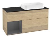 Тумба під раковину Villeroy & Boch Finion 120х50,1 см із підсвічуванням МДФ шпон дуба/скло чорне матове G682GKPC