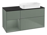 Тумба под раковину Villeroy & Boch Finion 120х50,1 см с подсветкой МДФ оливковый матовый лак/стекло черное матовое G682GMGM