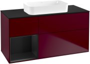 Тумба под раковину Villeroy & Boch Finion 120х50,1 см с подсветкой МДФ пион матовый лак/стекло черное матовое F702PDHB