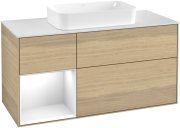 Тумба під раковину Villeroy & Boch Finion 120х50,1 см із підсвічуванням МДФ шпон дуба/скло біле матове F701GFPC