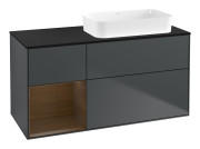 Тумба під раковину Villeroy & Boch Finion 120х50,1 см з підсвічуванням темно-синй матовий лак/скло біле матове G682GNHG