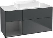 Тумба під раковину Villeroy & Boch Finion 120х50,1 см із підсвічуванням МДФ темно-синій матовий лак/скло біле матове F701GKHG