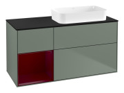 Тумба під раковину Villeroy & Boch Finion 120х50,1 см із підсвічуванням МДФ оливковий матовий лак/скло чорне матове G682HBGM