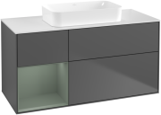 Тумба під раковину Villeroy & Boch Finion 120х50,1 см з підсвічуванням антрацит матовий лак/скло біле матове F701GMGK