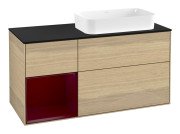 Тумба під раковину Villeroy & Boch Finion 120х50,1 см із підсвічуванням МДФ шпон дуба/скло чорне матове G682HBPC