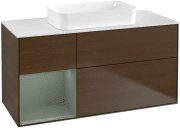 Тумба під раковину Villeroy & Boch Finion 120х50,1 см із підсвічуванням МДФ шпон волоського горіха/скло біле матове F701GMGN